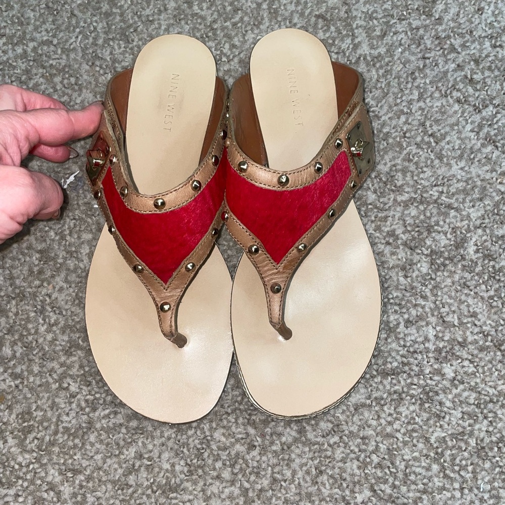 Nine West Red and Tan Women's Sandals
